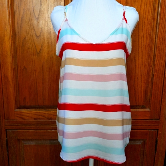 Maurices Tops - Maurices‎ S silky red/blue/tan/white striped spaghetti strap summer tank